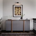 Ver imagem 2 de Aparador Buffet Sala Sense 4 Portas 160cm com Pés de Madeira Cinza/Freijó - Rede Móveis