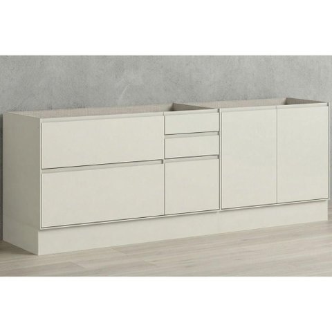 Balcão Cozinha Fineze 3 Portas 4 Gavetas 200cm Areia Henn