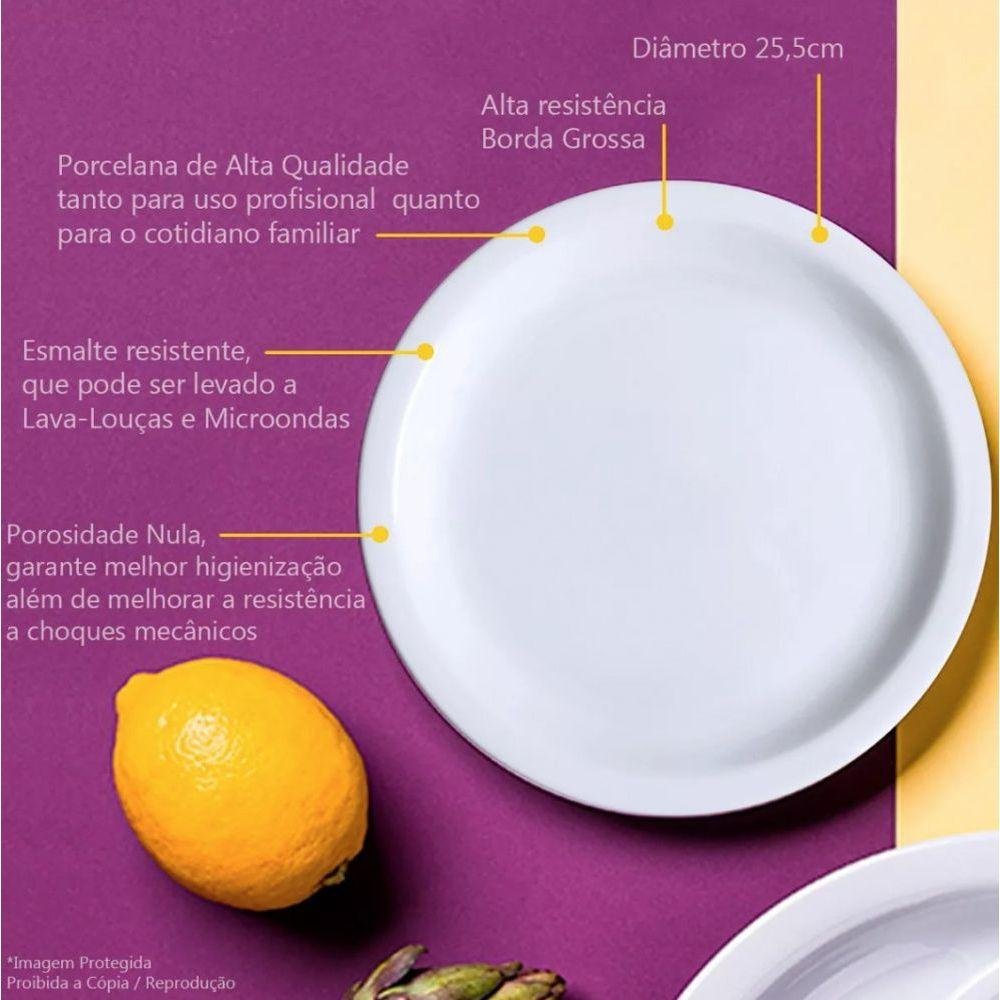 Kit 20 Pratos de Mesa Porcelana Iguaçu Almoço Jantar Germer - 7