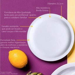 Kit 20 Pratos de Mesa Porcelana Iguaçu Almoço Jantar Germer - 7
