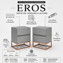 Ver imagem 2 de Kit 2 Mesas de Cabeceira Eros Cinza 60cm Pés de Ferro Cobre Moderno Estilo Industrial
