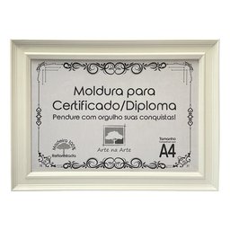 Moldura A4 Quadro Certificado Diploma Premium e Tela Acetato Arte na Arte Moldura A-4 Moldura Branca - 1