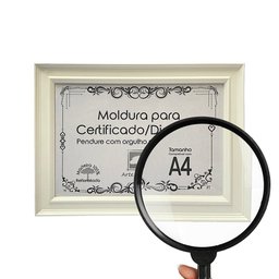 Moldura A4 Quadro Certificado Diploma Premium e Tela Acetato Arte na Arte Moldura A-4 Moldura Branca - 2