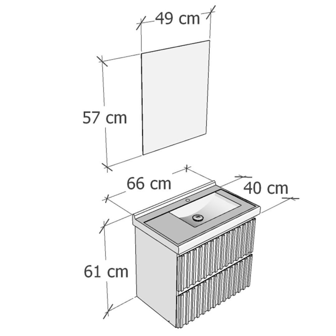 Ver imagem 7 de Kit Armário de Banheiro Ripado 66 Cm Freijó C/bancada Sintética Branca