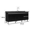 Ver imagem 3 de Gabinete de Cozinha Nero Balcão Pia 3 Portas 174cm 100% MDF:Nero