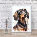 Ver imagem 1 de Quadro Decorativo Dachshund Aquarela 24x18cm - com Vidro:madeira Branca