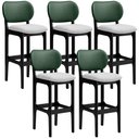 Ver imagem 1 de Kit 5 Banquetas Alta Bar Cozinha Sala Jantar Betta L02 Preto Facto Verde Linho Cinza - Lyam Decor