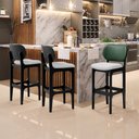 Ver imagem 2 de Kit 5 Banquetas Alta Bar Cozinha Sala Jantar Betta L02 Preto Facto Verde Linho Cinza - Lyam Decor