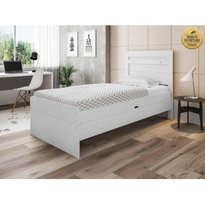 Cama Solteiro Larissa Branca com Baú Framar