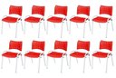 Ver imagem 2 de Cadeira Iso Base Branco Escola, Escritório Vermelho Kit 10 Un