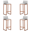 Ver imagem 1 de Kit 4 Banquetas Alta Dani Reforçada Decorativa Balcão Bancada Cozinha Bar Base Bronze Courino Branco