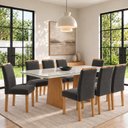 Ver imagem 1 de Conjunto Sala de Jantar 8 Lugares Retangular Tampo Vidro/MDF 200x90cm Mesa e Cadeiras Lyra