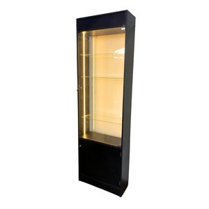 Vitrine Porta Vidro Preta Super LED Estoque Perfumaria Ótica