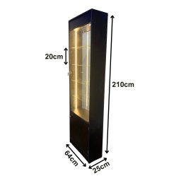 Vitrine Porta Vidro Preta Super LED Estoque Perfumaria Ótica - 2