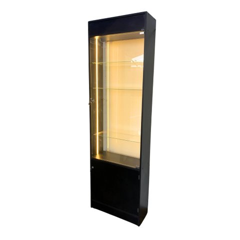 Vitrine Porta Vidro Preta Super LED Estoque Perfumaria Ótica