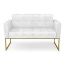 Ver imagem 3 de Sofá Namoradeira Elisa Corano Base Metálica Industrial Dourado - D'Rossi Branco