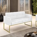Ver imagem 2 de Sofá Namoradeira Elisa Corano Base Metálica Industrial Dourado - D'Rossi Branco