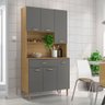 Armário de Cozinha Compacta 6 Portas e 1 Gaveta 90cm Baco Freijó/grafite - Pallazio - 2