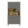 Armário de Cozinha Compacta 6 Portas e 1 Gaveta 90cm Baco Freijó/grafite - Pallazio - 1