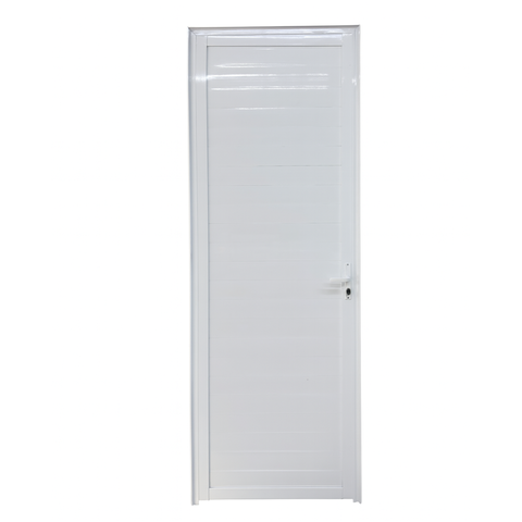 Porta Lambril Ripado de Aluminio Branco com Maçaneta Linha 25 - 210x70 Esquerda