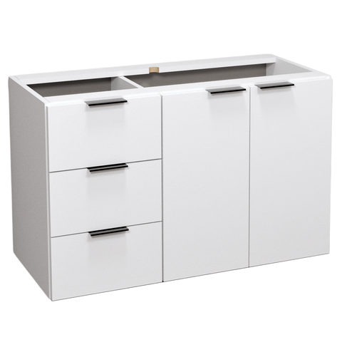 Balcão Móvel Gabinete Mdf para Banheiro sem Tampo sem Cuba 80cm Gavetas Lado Esquerdo Puxador Preto