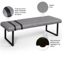 Ver imagem 2 de Banco Puff Estofado Decorativo Pés Industrial Ares 1.30cm Linho Cinza