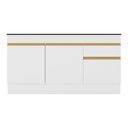 Ver imagem 5 de Balcão Cozinha Gabinete Pia 150cm com Rodapé 3 Portas 1 Gaveta Veneza Multimóveis V2107 Branco/doura