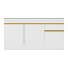 Balcão Cozinha Gabinete Pia 150cm com Rodapé 3 Portas 1 Gaveta Veneza Multimóveis V2107 Branco/doura - 5