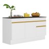 Balcão Cozinha Gabinete Pia 150cm com Rodapé 3 Portas 1 Gaveta Veneza Multimóveis V2107 Branco/doura - 2