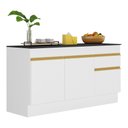 Ver imagem 1 de Balcão Cozinha Gabinete Pia 150cm com Rodapé 3 Portas 1 Gaveta Veneza Multimóveis V2107 Branco/doura