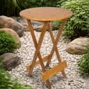 Ver imagem 2 de Mesa Bistrô Alta Redonda Dobrável em Madeira Maciça 60cm
