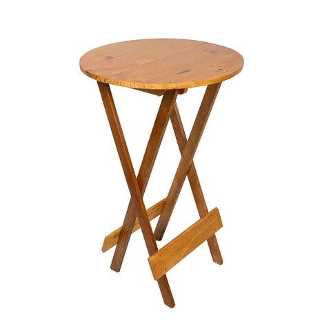 Mesa Bistrô Alta Redonda Dobrável em Madeira Maciça 60cm