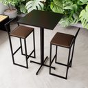 Ver imagem 1 de Conjunto Mesa Alta Bar Bistrô Quadrada Preta 2 Banquetas Confort Estofado Black Don Castr