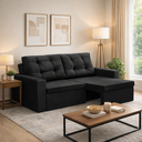 Ver imagem 1 de Sofá Retrátil 2 Lugares 1,80m Leda Suede Preto