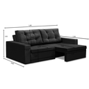 Ver imagem 2 de Sofá Retrátil 2 Lugares 1,80m Leda Suede Preto