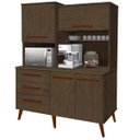 Ver imagem 2 de Armário Kit cozinha Bredas estilo retrô pés palito com 3 gavetas + 4 portas cor Amêndoa amadeirado u