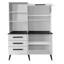 Ver imagem 5 de Armário Kit cozinha Bredas estilo retrô pés palito com 3 gavetas + 4 portas cor Amêndoa amadeirado u