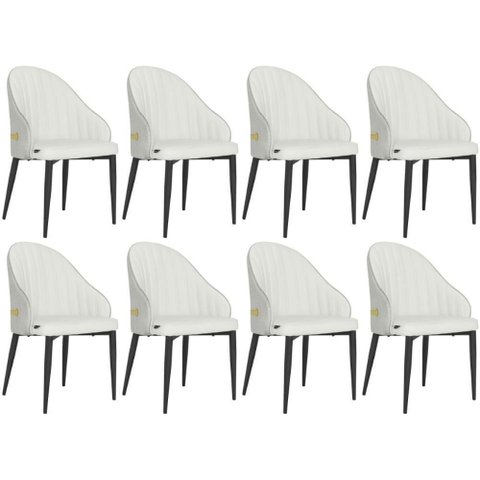 Kit 8 Cadeiras de Jantar Estofada Design La Martina - Branca