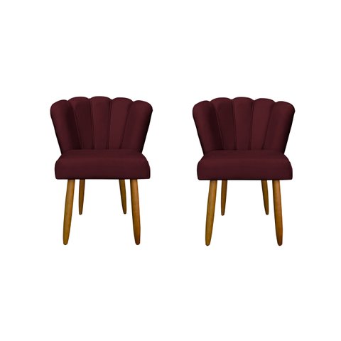 Kit 2 Cadeiras para Penteadeira Quarto Modelo Flor – Balaqui Cor:bordo