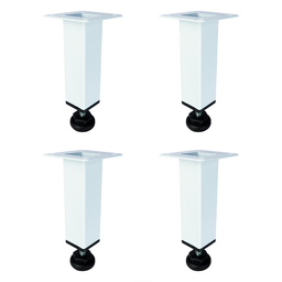 4x Pé Aço Regulável 10cm Quadrado Branco para Móveis - 1