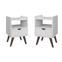 Ver imagem 1 de Kit 2 Mesas de Cabeceira Gabriela 1 Gaveta Moderna Luxo - Branco