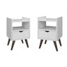 Kit 2 Mesas de Cabeceira Gabriela 1 Gaveta Moderna Luxo - Branco - 1