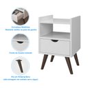 Ver imagem 4 de Kit 2 Mesas de Cabeceira Gabriela 1 Gaveta Moderna Luxo - Branco