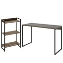 Ver imagem 1 de Kit Estante Areta 3 Prateleiras com Mesa Industrial Aspen 120cm C01 Carvalho Dark - Lyam Decor