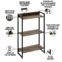 Ver imagem 6 de Kit Estante Areta 3 Prateleiras com Mesa Industrial Aspen 120cm C01 Carvalho Dark - Lyam Decor
