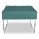 Ver imagem 2 de Puff Lisa Suede Azul Turquesa Base Metálica Industrial Prata