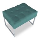 Ver imagem 3 de Puff Lisa Suede Azul Turquesa Base Metálica Industrial Prata