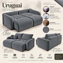 Ver mais imagens de Sofá Cama Casal Retrátil e Reclinável 3 Lugares Chumbo Uruguai 216cm
