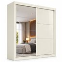 Ver imagem 2 de Guarda Roupa Solteiro 2 Portas de Correr Flex 3 Gavetas e Espelhos 151,5cm Mali 100% MDF