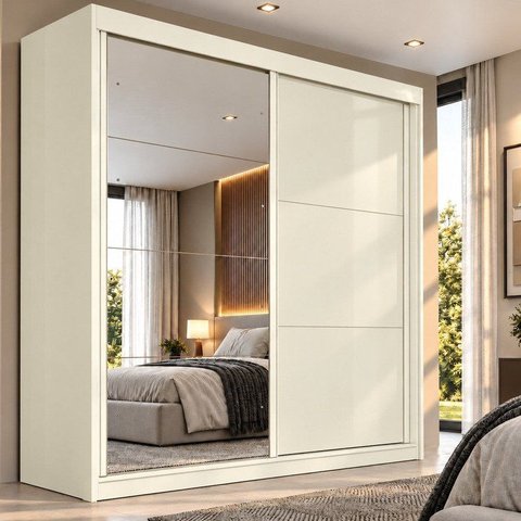 Guarda Roupa Solteiro 2 Portas de Correr Flex 3 Gavetas e Espelhos 151,5cm Mali 100% MDF